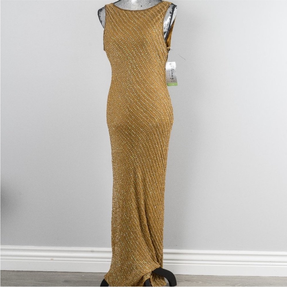 Stunning Gold beaded sequinned evening gown- size 14